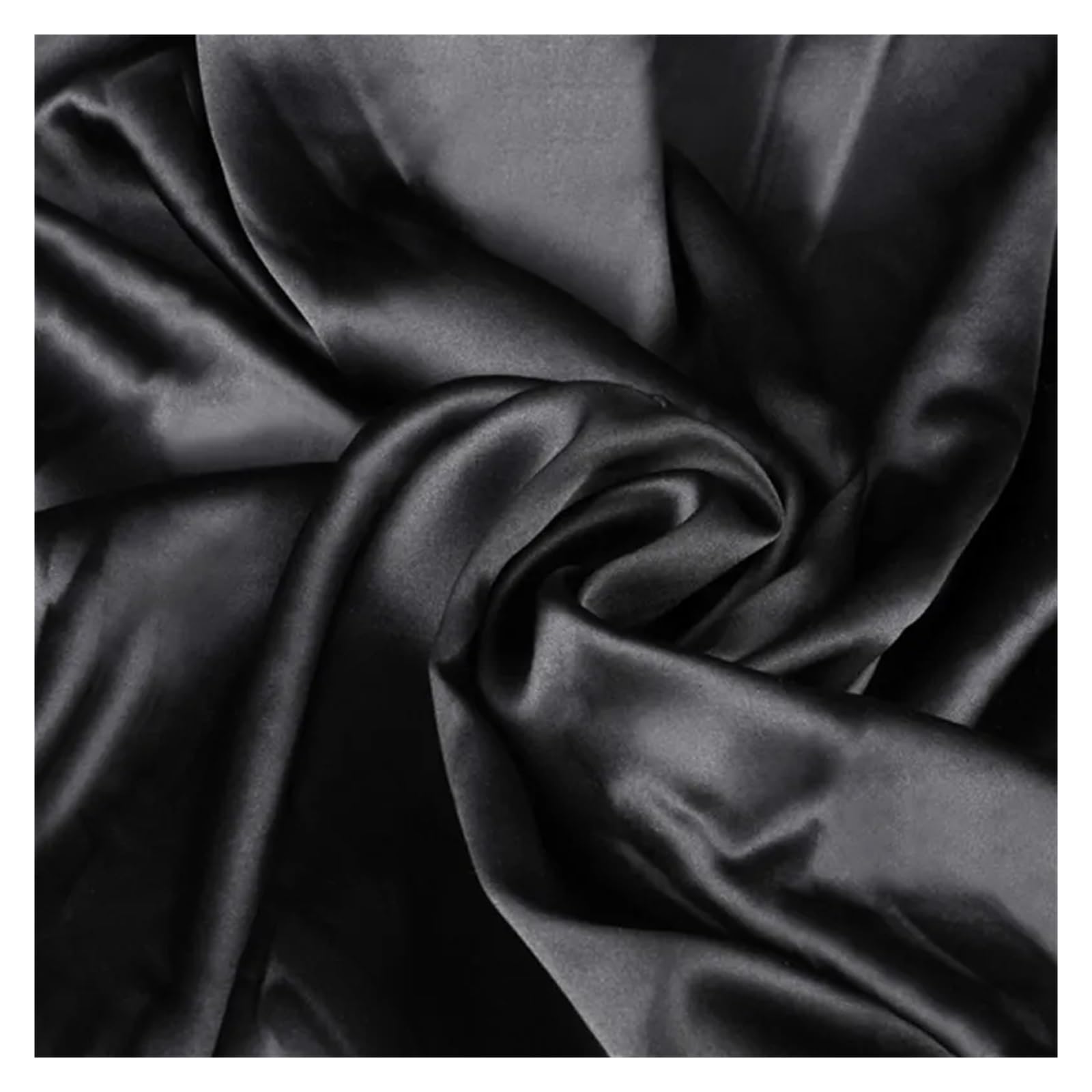 Seda satinada 114cm 16 Momme Multicolor 1-1,5 m boda DIY vestido ropa de cama costura(Black,1 meter)
