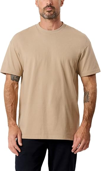 INTO THE AM Heavyweight T Shirts for Men S - 3XL Boxy Oversized 100% Cotton Thick Heavy Weight Tshirts Mens Tees