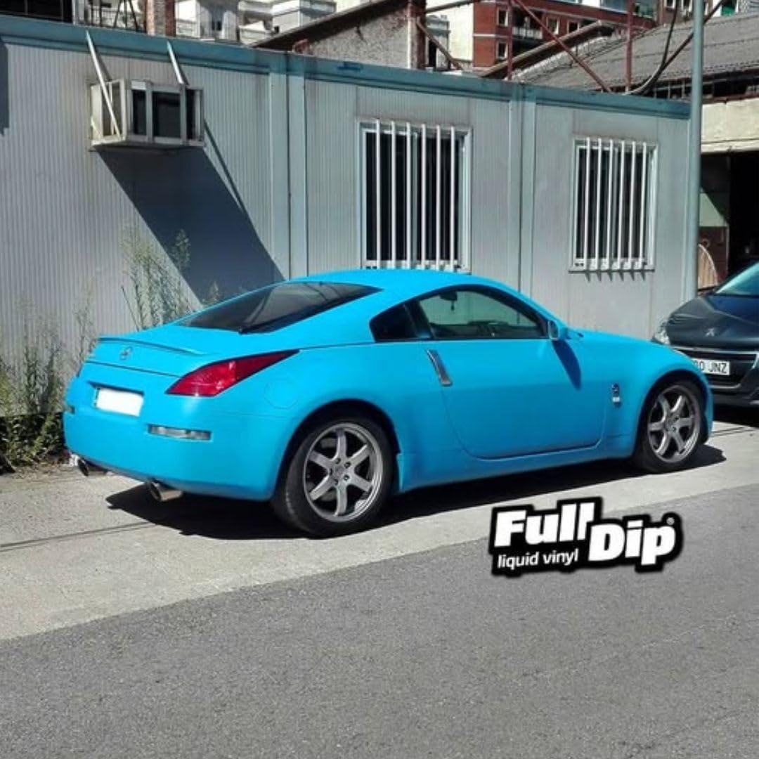 AutoFullCar - Kit de peinture vinyle liquide Full Dip - Format 4 litres + pistolet électrique | Finition professionnelle et amovible | Application facile | Voitures, motos (Bleu clair, urbain)