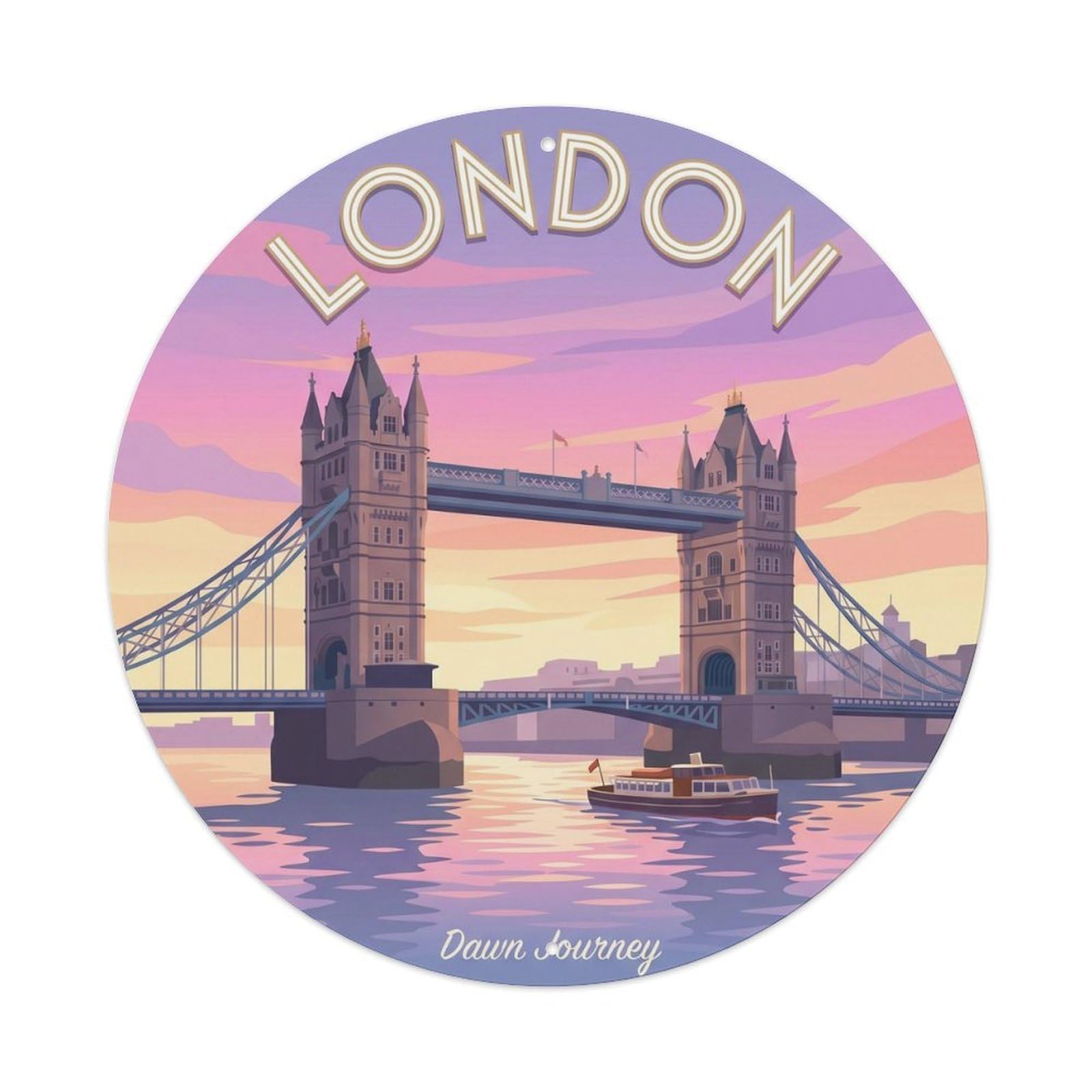 Okahys 8X8inch(20X20cm) Vintage Travel London Dawn Journey Metal Tin Sign
