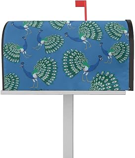 Mailbox Covers Magnetic Post Box Cover Peacock with Feathers Out Vibrant Colors Oriental Image Mailbox Cover for Outdoor Garden Yard Decorations Standard Size 18.5" X 21.7"