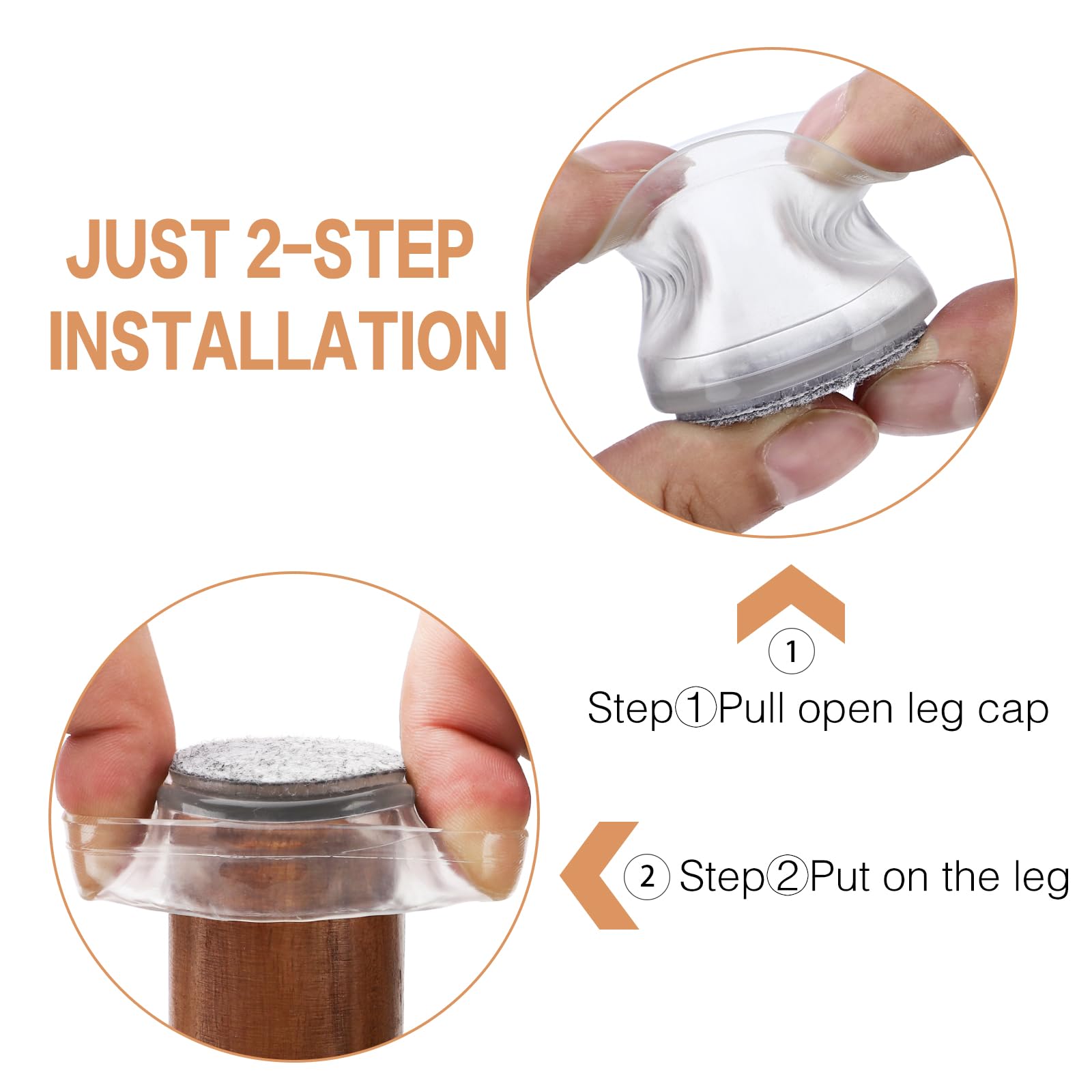 8 protectores de suelo para patas de silla, protectores de suelo de silicona transparente para suelos de madera dura, tapas de patas de silla con almohadilla de fieltro para patas de muebles