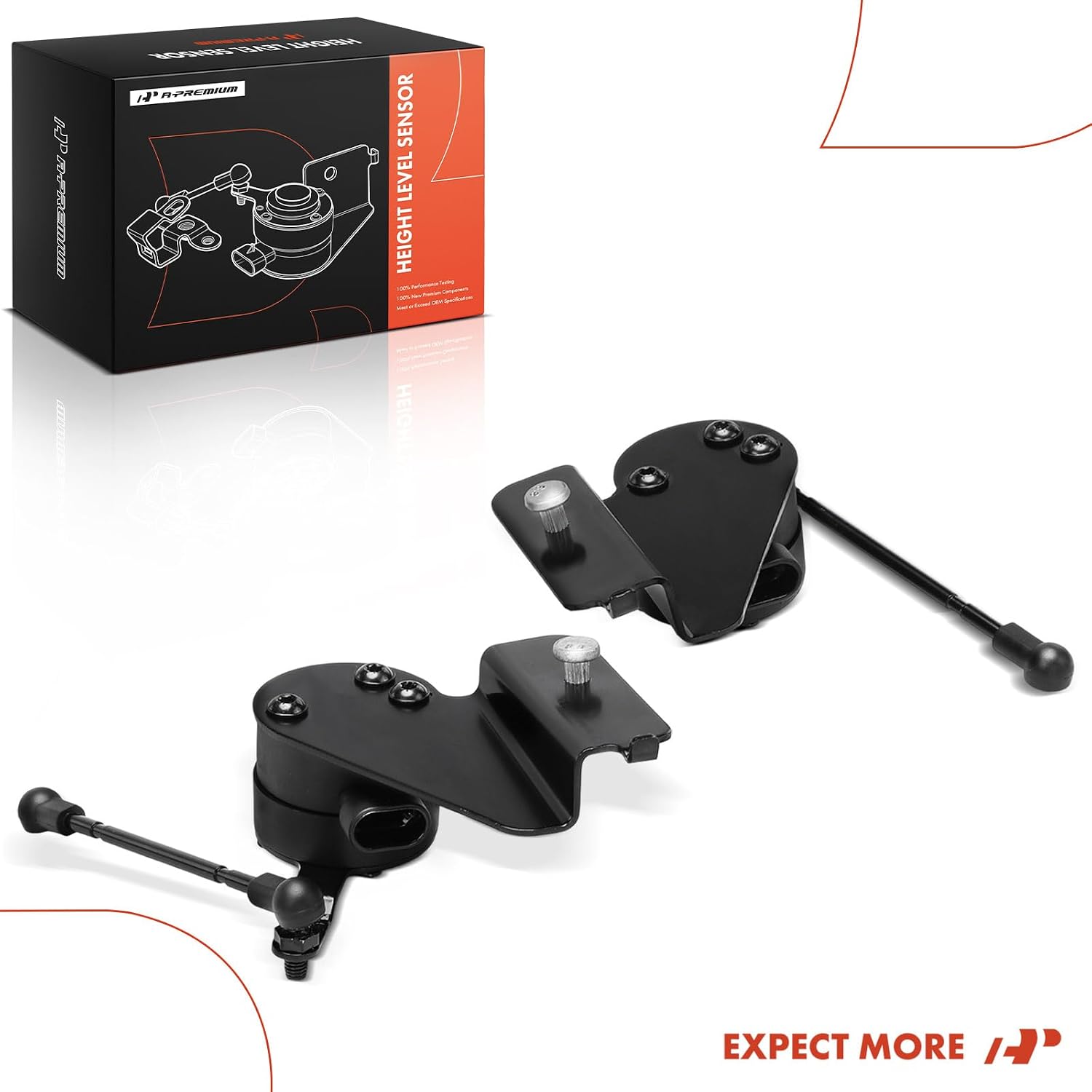 A-Premium Ride Height Level Sensor Compatible with Buick Lucerne & Cadillac DTS, 2006-2011, 4.6L, Sedan, Rear Driver and Passenger Side, 2-PC Set