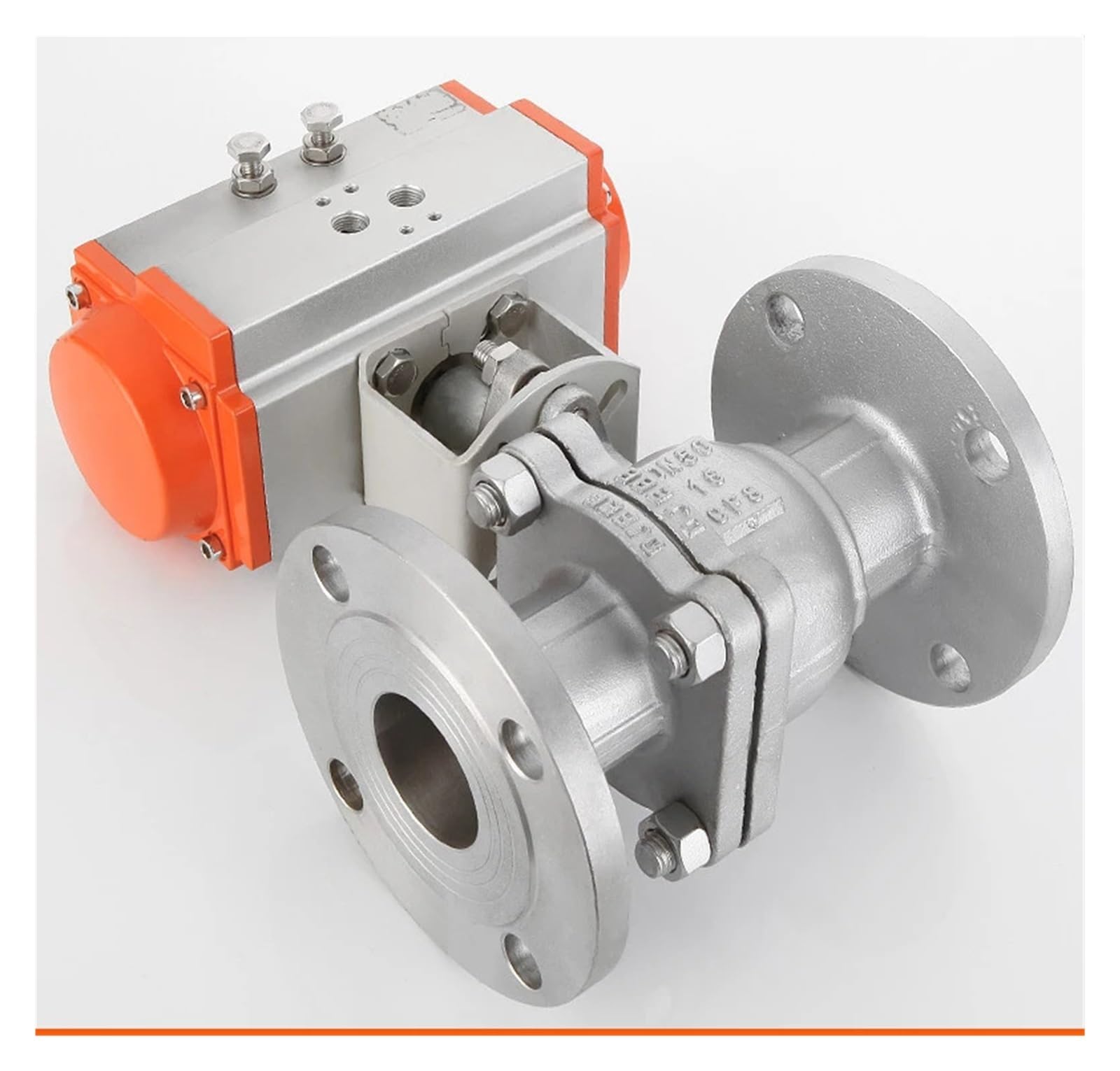 DN80 304 Stainless Steel Flanged Pneumatic Ball Valve - High Temperature Steam Valve with Single Acting Cylinder