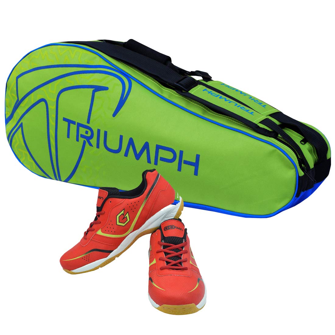 Gowin Badminton Shoe Smash Red Size-1 with Triumph Badminton Bag 303 Lime/Royal-image-40