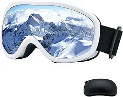 YAMEIZE Óculos de esqui OTG com lente de camada dupla - Óculos de esqui anti-embaçamento anti-UV sobre óculos esportivos com estojo para homens e mulheres