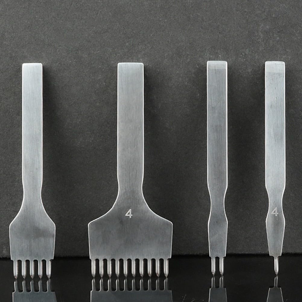 Scalpello per Cuoio in Acciaio da a per freddo - Punta Diamantata per Francese - Precisione per Sella e - Set (4mm Diamond Cut Suit)