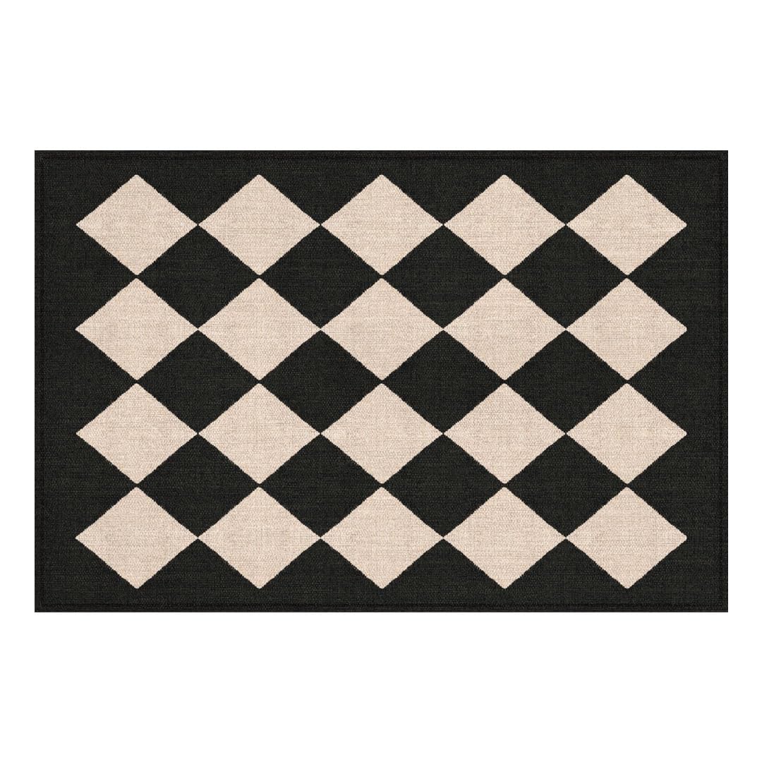 Carolina Creekhouse Vinyl Rug | Charlie 076857UA | Vinyl Floor Mat | Decorative, Vintage, Waterproof, Eco-Friendly, Non-Slip| Black/Cream, 2'x3'