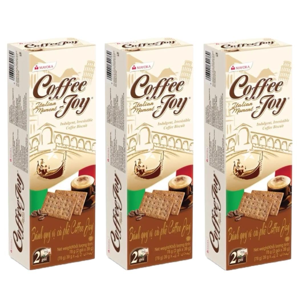 Kopiko Mayora Coffee Joy Biscuits Crispy Crackers Snacks 78g (3 Packs with 6 Individual Bags) HALAL