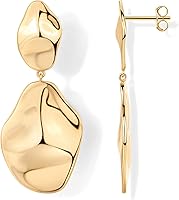 PAVOI 14K Gold Plated 925 Sterling Silver Teardrop Dangle Earrings - Lightweight Hammered Drop Earrings for Women
