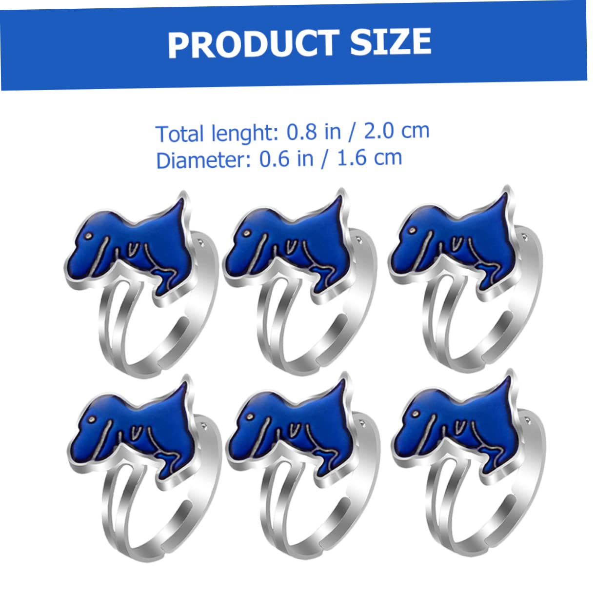 ifundom 3sets Antique Style Dinosaur Design Adjustable Ring for Toddlers and Adults 6pcs*3