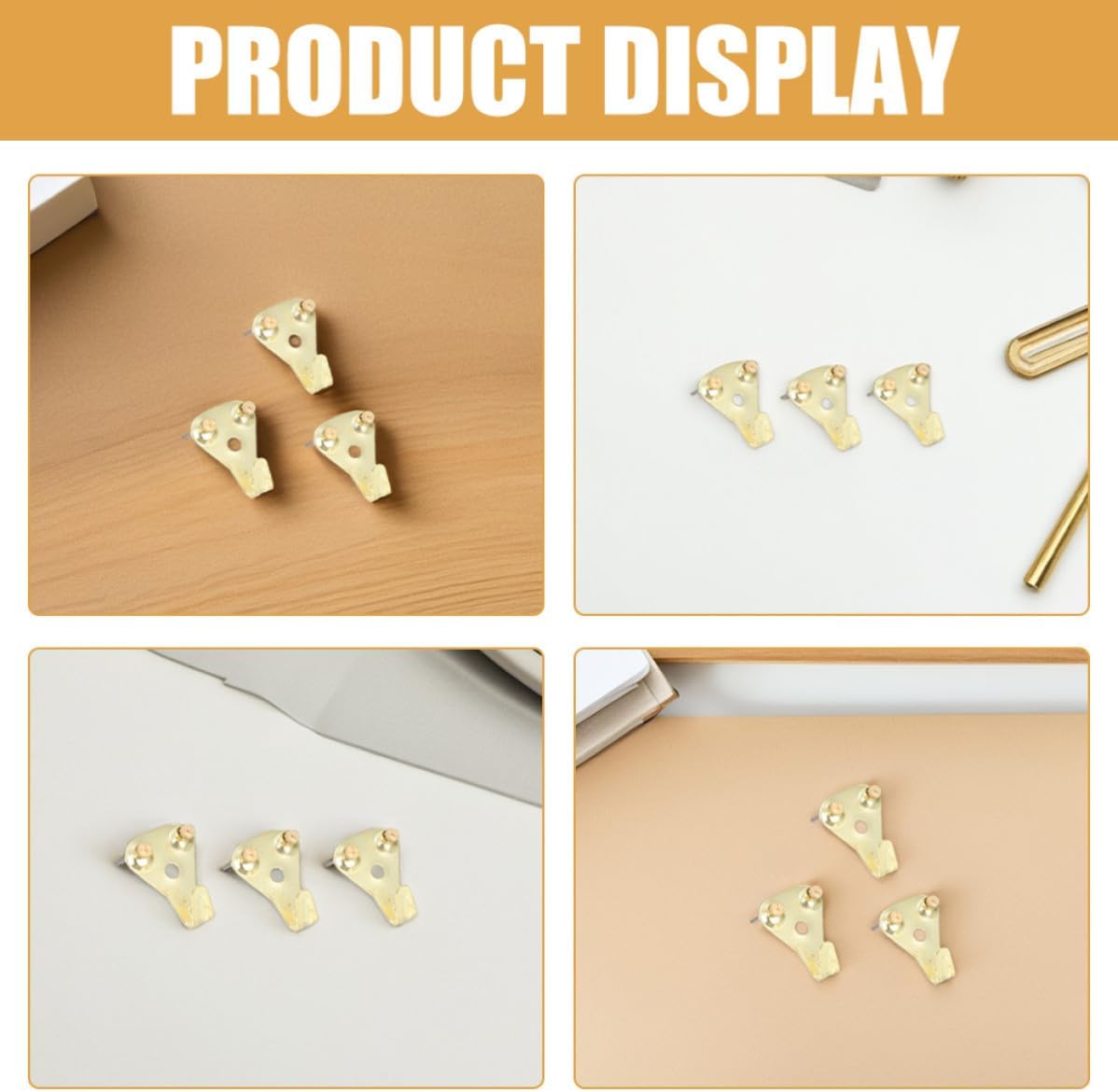 Heavy Duty Picture Frame Hooks Precision Manufacturing with Nails 30pcs Brass Picture Hanging Hardware Kit with Sturdy Weight Capacity for Wall Mounting for Offices and Gallery