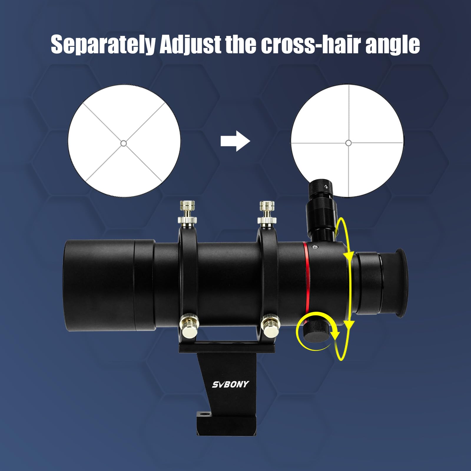 Svbony SV208 Finder Scopes Iluminados 8x50, con Ajuste de Retícula Óptica Iluminada, Imagen Correcta Directamente a través de FMC, Finderscope para Telescopio
