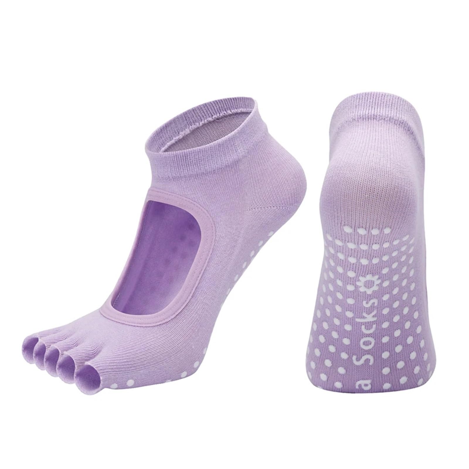 Calcetines De Yoga De Cinco Dedos Con Espalda Descubierta For Mujer, Calcetines De Ballet De Baile De Algodón Antideslizantes, Calcetines Deportivos Abiertos Medio Transpirables For Fitness Y Pilates