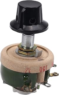 Heyiarbeit 150 Ohm 25W Ceramic Wire Rope Potentiometer Variable Resistance Rheostat with Knob for Light Dimmer Motor Speed Control 1pc
