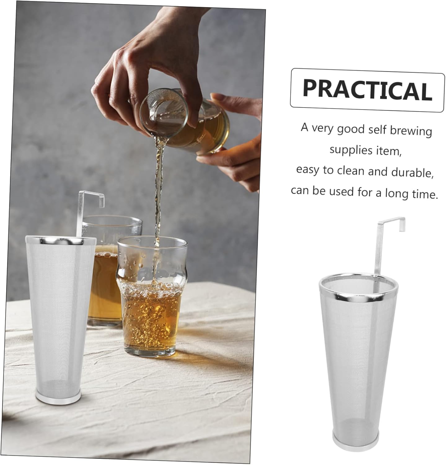 Stainless Steel Beer Filter Strainer Food-grade Mesh for Home Brewing and Easy to Clean for Wine and Beer Production