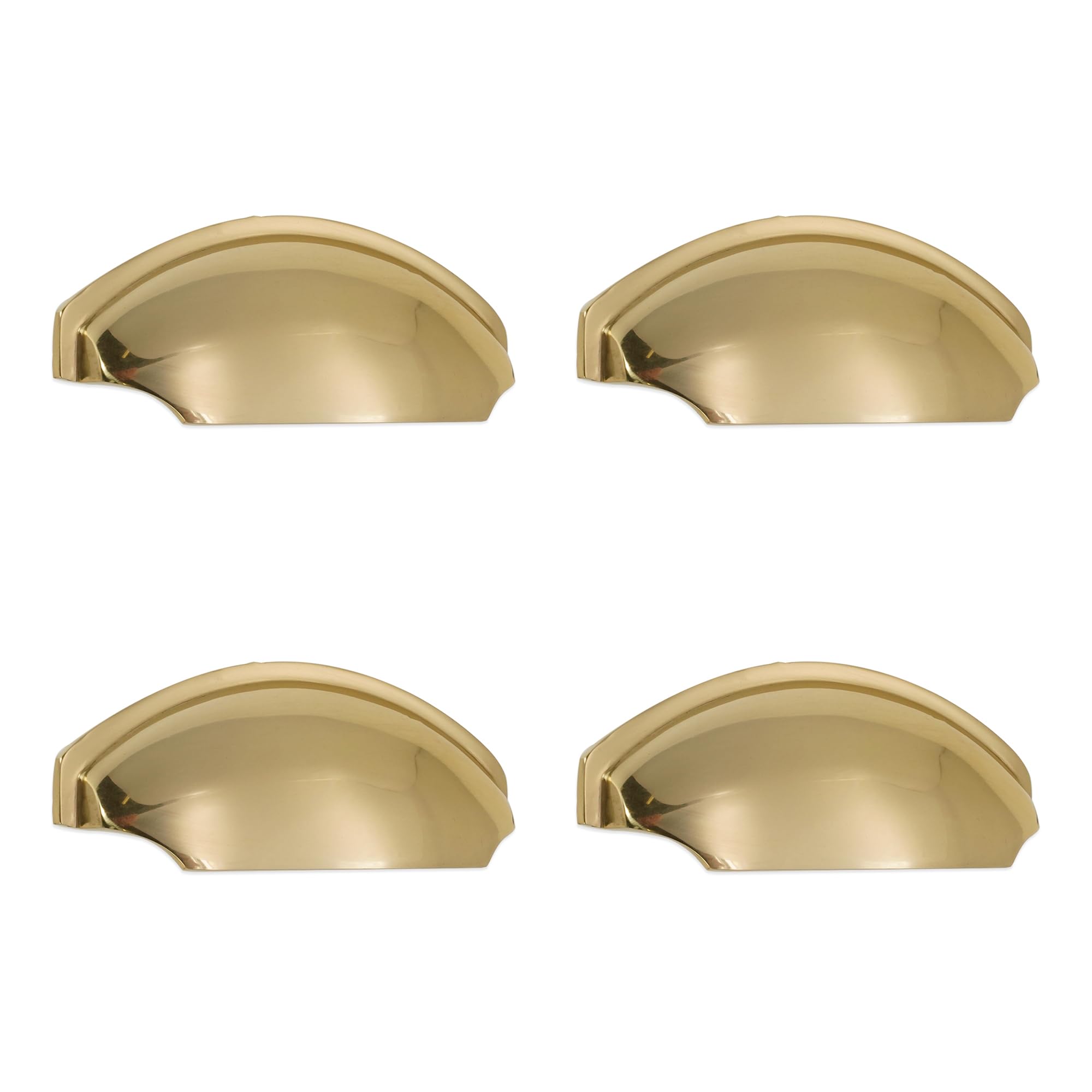 Infinity Decor Confezione da 4 pomelli in ottone lucido stile moderno mezza luna tulipano in ottone massiccio 150 mm – per armadio da cucina, credenza, cassetto maniglia porta