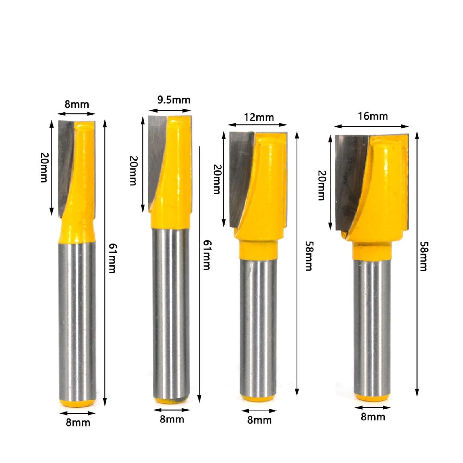 Juego De 4 Uds. Brocas Limpieza Madera Con Vástago 8mm, Enrutador Recto, Fresa Limpia, for Carpintería, Máquina Eléctrica