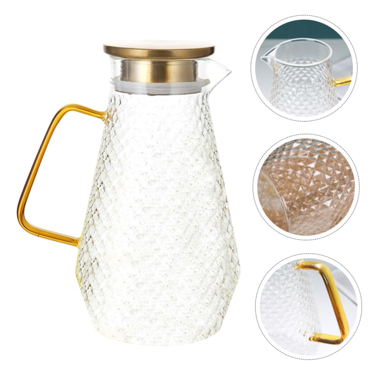Mobestech Caraffa in Vetro Borosilicato Trasparente Resistente al Calore con Beccuccio Sigillato per Acqua Succhi e Tè Freddo Estivo
