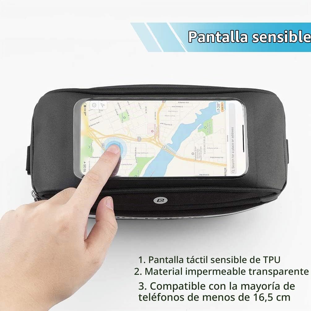 ROCKBROS Bolsa Móvil con Pantalla Táctil Bolsa Manillar de Ciclismo MTB Accesorio de Gran Capacidad para Teléfono Debajo de 6.5’’ para Bicicleta Montaña Carretera