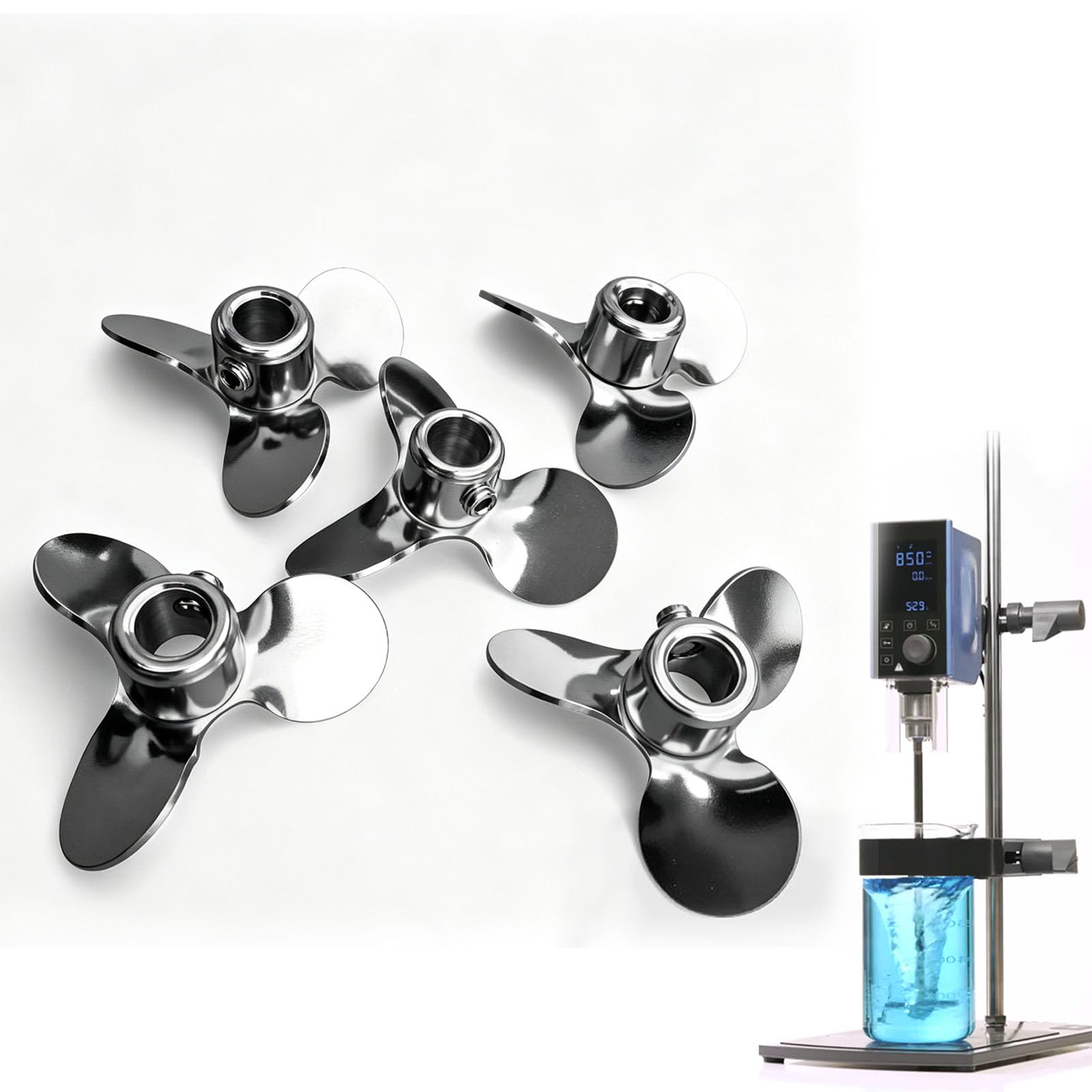 Qinpi 8 Mm 316 Stainless Steel 3-Blade Mixing Impeller, Bore Propeller For Laboratory Overhead Stirrer 90