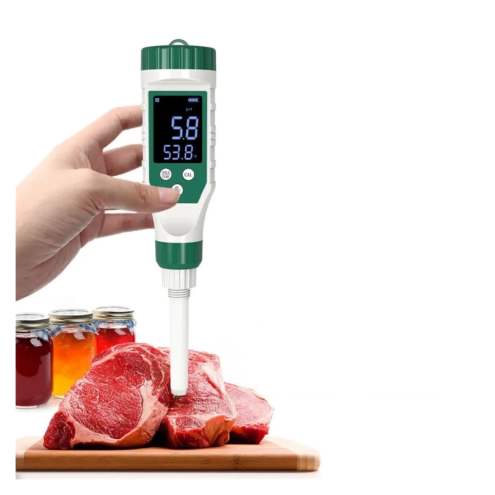 Medidor de PH alimentos inteligente, Monitor Digital acidez, probador for suelo, cosmético, queso, carne, fruta, masa madre,Alta precisión