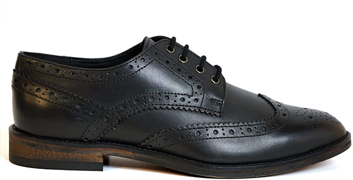 Aspele Men's Classic Lace-Up Leather Low Shoes in Light Brown and Black Leather Sole