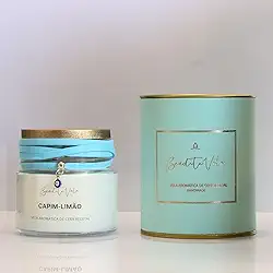 Vela Vegetal Aroma Capim Limão Vidro Og - Bendita Vela