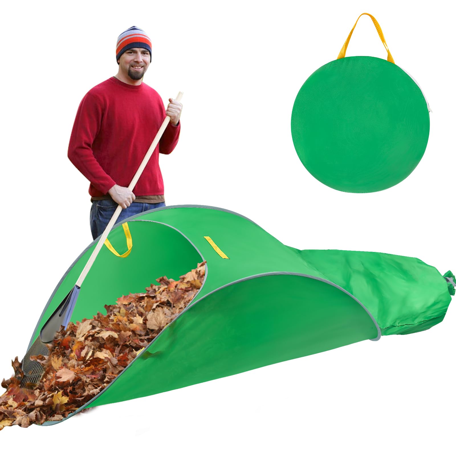 UQM Upgraded Leaf Collector, Foldable Leaf Bags with Super Large Capacity, Portable Pop Up Leaf Pick Up Tools, Reusable Yard Garden Waste Bags for Leaves Lawn Trash
