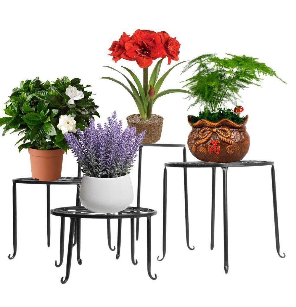 Nuha Iron Pot Stand for Plants/Plant Stands/Pot Stands/Planter Stands (Set of 4)