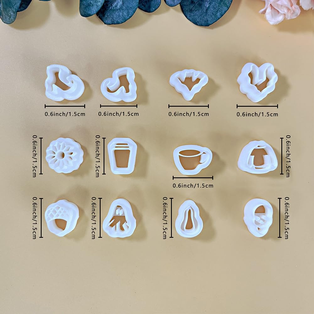 12PCS Mini Halloween Clay Cutters for Polymer Clay Jewelry – Small Clay Earring Cutters, Fall Pumpkin Coffee Boot Shapes, Polymer Clay Tools & Molds Kit