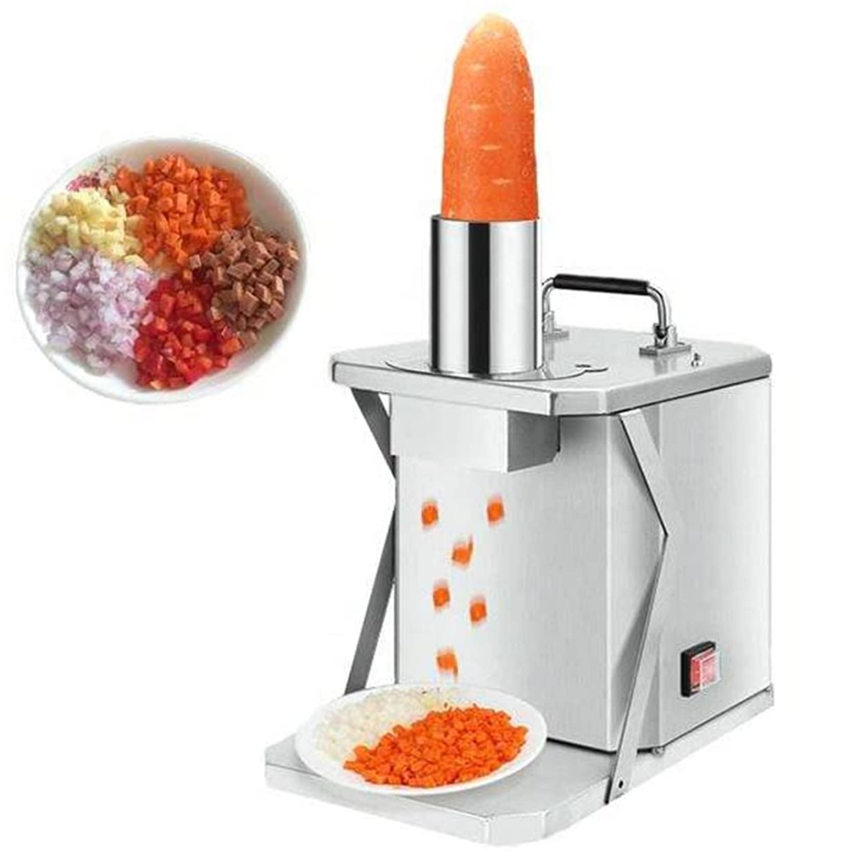 HUMNZR Commercial Vegetable Chopper, Electric Dicing Machine, Multifunctional Vegetable Cutter & Slicer, With 6mm 12mmblades, For Potatoes Carrots Cubes Restaurant