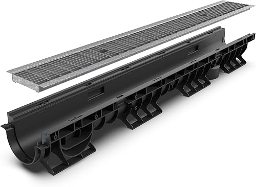 Vodaland - Sistema de drenaje de trinchera de 4 pulgadas clase B - Rejilla galvanizada - Aprobado por ADA (4 pulgadas de profundidad)