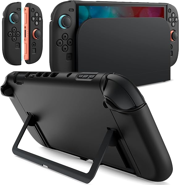 JETech Slim Dockable Case for Nintendo Switch 2 (2025) 7.9 Inch, Soft TPU Grip Cover for Joy-Con Detachable, Matte Carrying Protective PC Back Shell, Anti-Scratch (Black) - 1