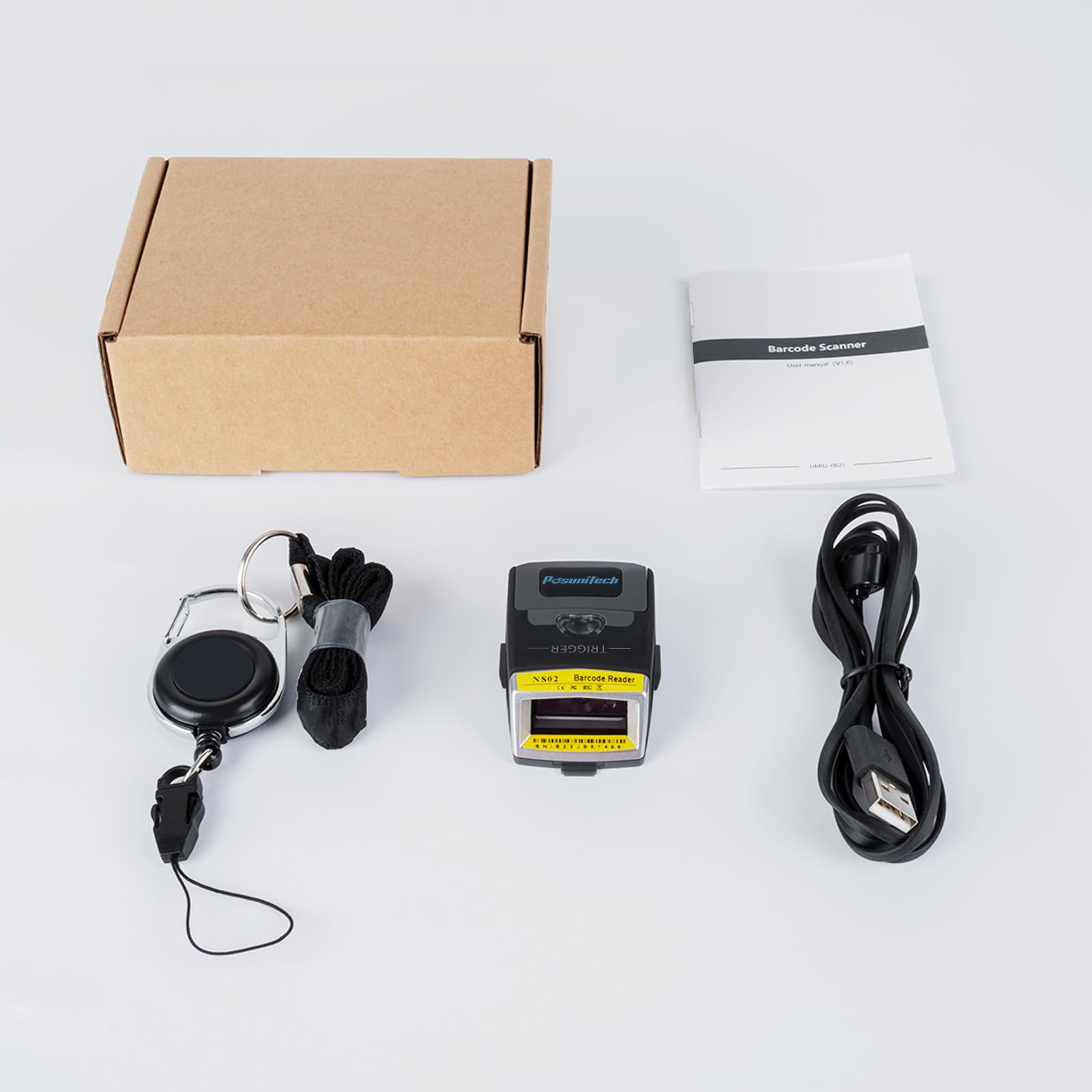 Wearable 2D-Barcode-Scanner NS02, kabelloser Bluetooth-QR-Code-Scanner, Schutzklasse IP65, geeignet für Logistiklager, Einkaufszentren, Bibliotheken, Einzelhandel und andere Szenarien.