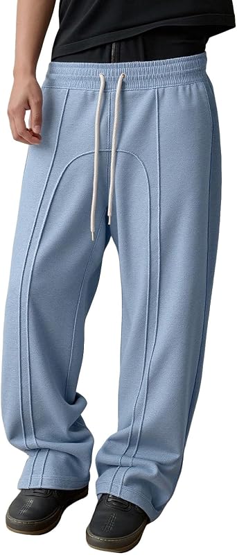 evzosrz Mens Parachute Pants Wide Leg Elastic Waist Baggy Sweatpants Drawstring Jogger Pants Y2K Hip Hop Streetwear