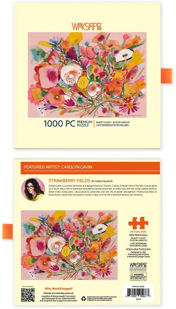 WerkShoppe Strawberry Fields1000 Piece Jigsaw Puzzle, Floral Bouquet Puzzle