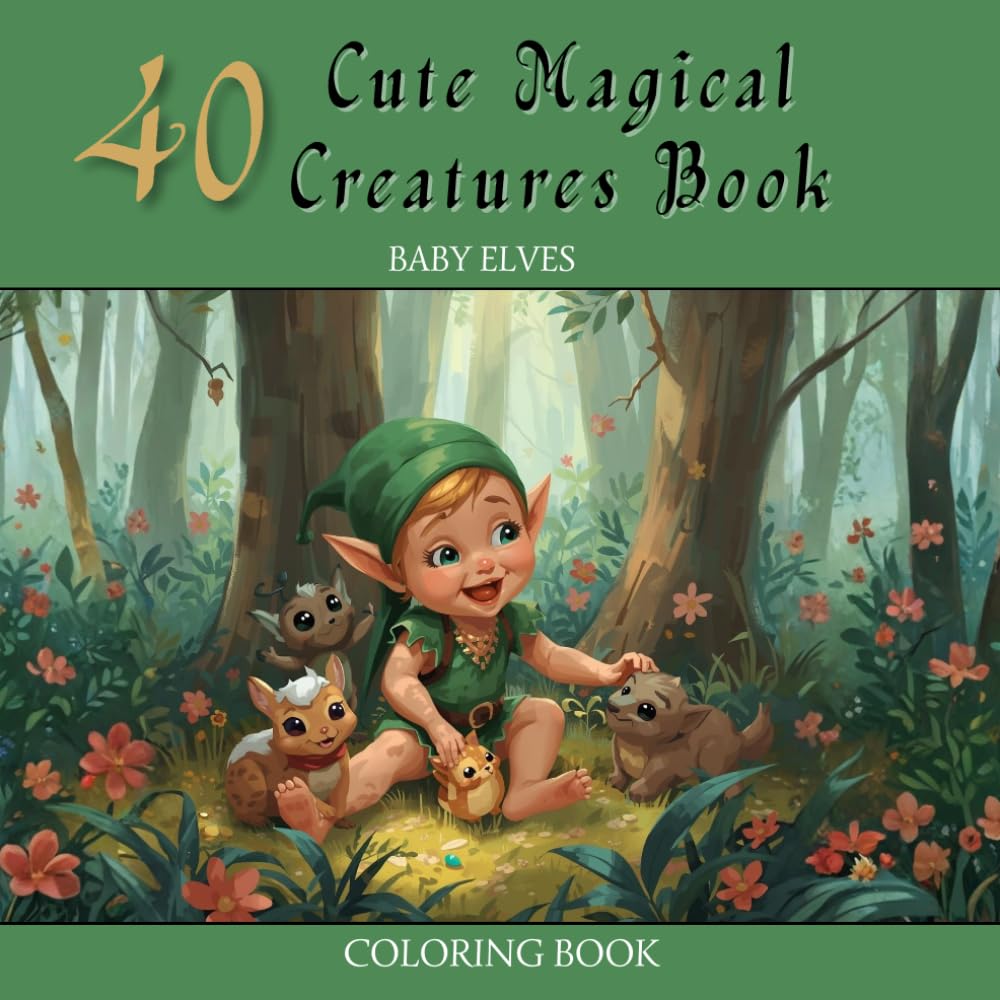 40 cute magical creature book : baby elves coloring book: baby elves