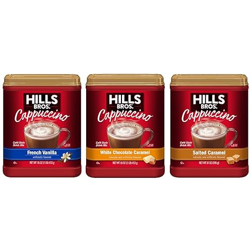 Hills Bros. Cappuccino Mix – Mezcla de bebida instantánea rica y espumosa de sabor a cafetería – Preparación rápida y fácil – Perfecto para bebidas