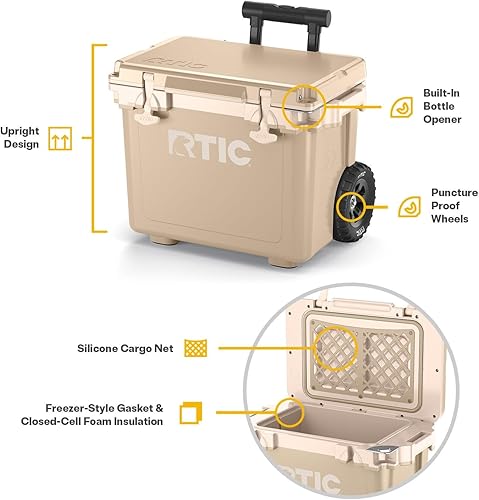 Miniatura 3 de RTIC Hielera ultraligera de 22 cuartos de galón con asa, caja de hielo portátil con aislamiento duro para playa, bebidas, bebidas, campamento,
