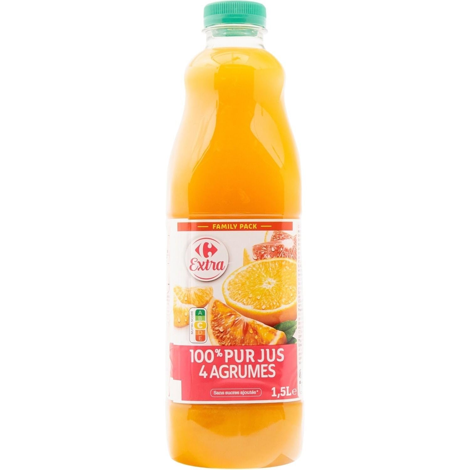Saveurs authentiques pour toute la famille avec CARREFOUR EXTRA Jus de Fruits 4 Agrumes 100% pur jus sans sucres ajoutés, bouteille de 1,5L - Lot de 3