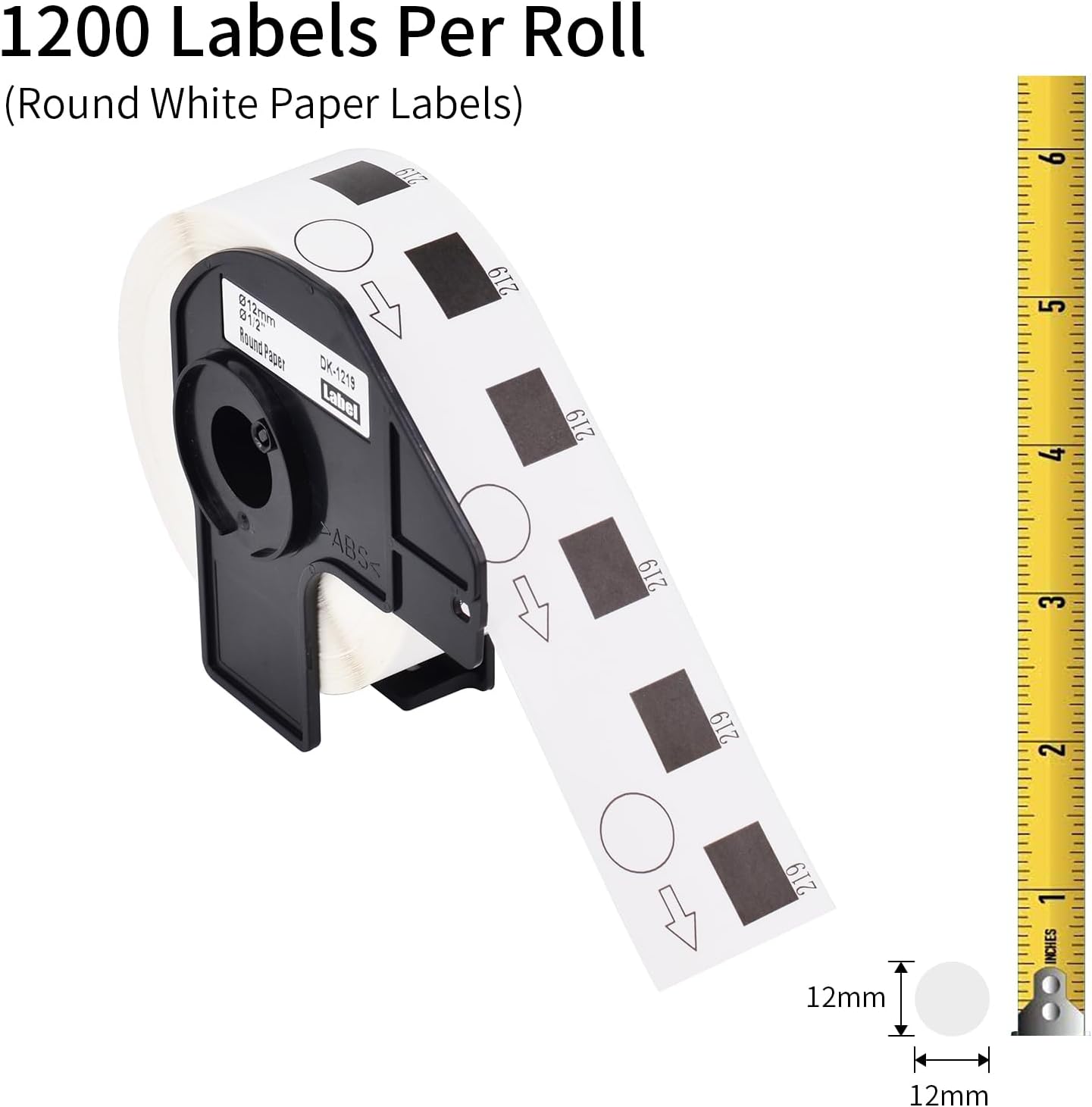 USUPERINK 10 Roll (1200 Labels/Roll) Compatible for Brother DK1219 DK-1219 Diameter 12mm 1/2 inch Round White Coding Labels Circle Dot Adhesive Stickers