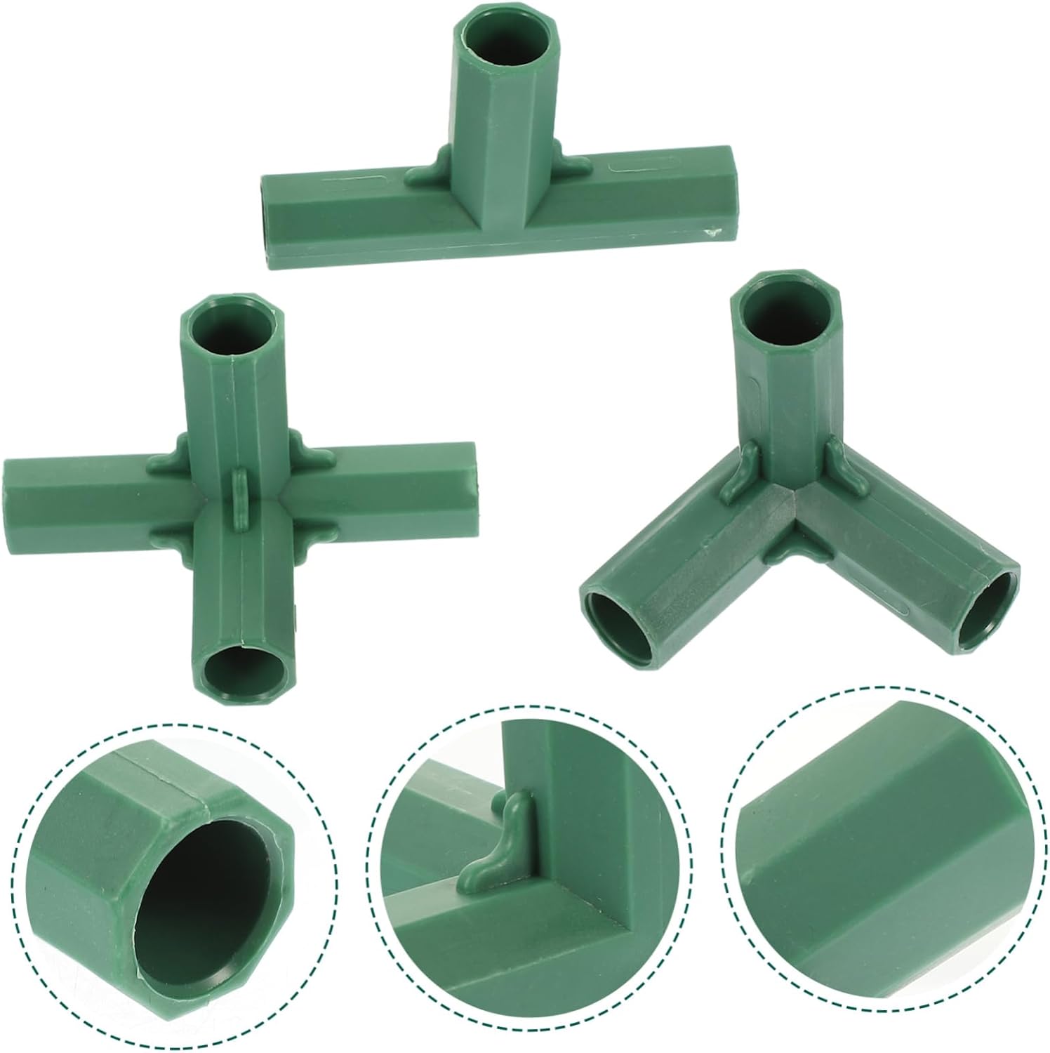Toddmomy 20pcs Three-Way Four-Way Bracket Flower Stakes Connector Gardening Frame Connector Plant Stands Bracket Plant Trellis Connector PVC Fittings Plastic Water Tent, Green