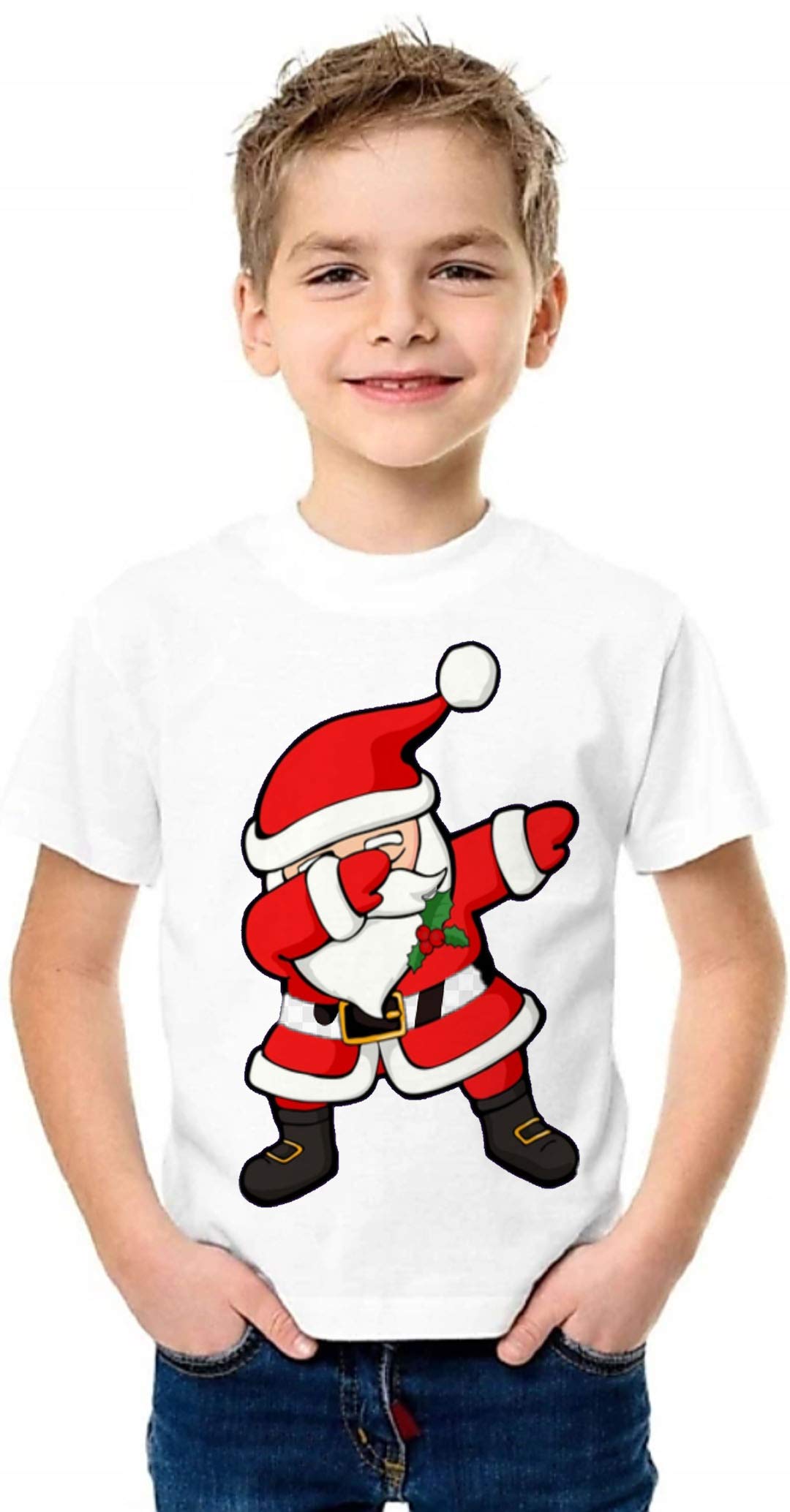 GenericPyrolysis Merry Christmas Santa Claus White Graphic Printed Cotton Round Neck Kids Unisex Girls|Boys|Men Half Sleeve T-Shirt (T-Shirts1-01)