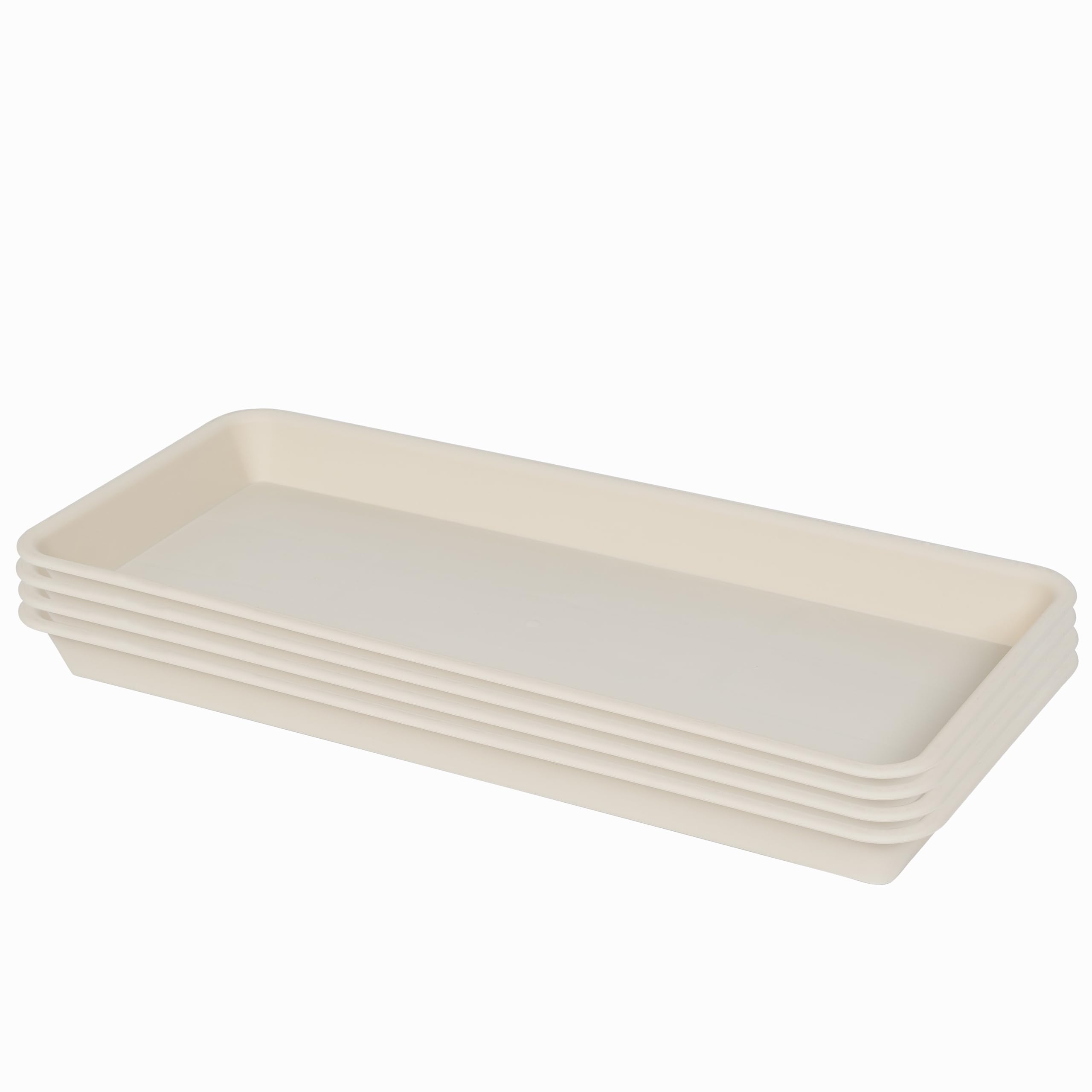 VUWEZ 2 Pack Plastic Plant Trays, Rectangular 17 18 inch, Indoor/Outdoor Plant Water Drip Trays for Flower Pot Planter, Windowsill (7.8 x 17.5'', Brown) — view 12