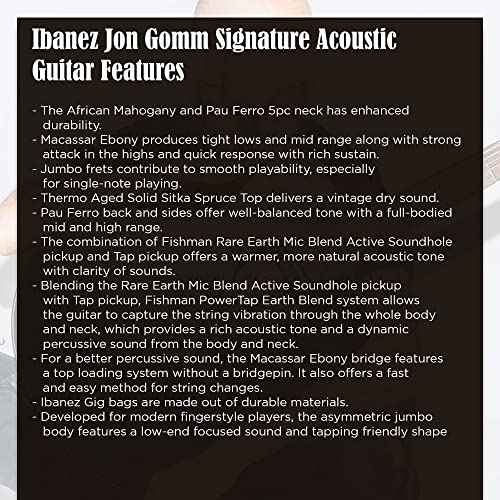 Ibanez JGM5-BSN Jon Gomm – Guitare Acoustique - Les Beatles, Paul McCartney, John Lennon, RIngo Starr, George Harrison Ibanez JGM5-BSN Jon Gomm - Guitare Acoustique – Image 5