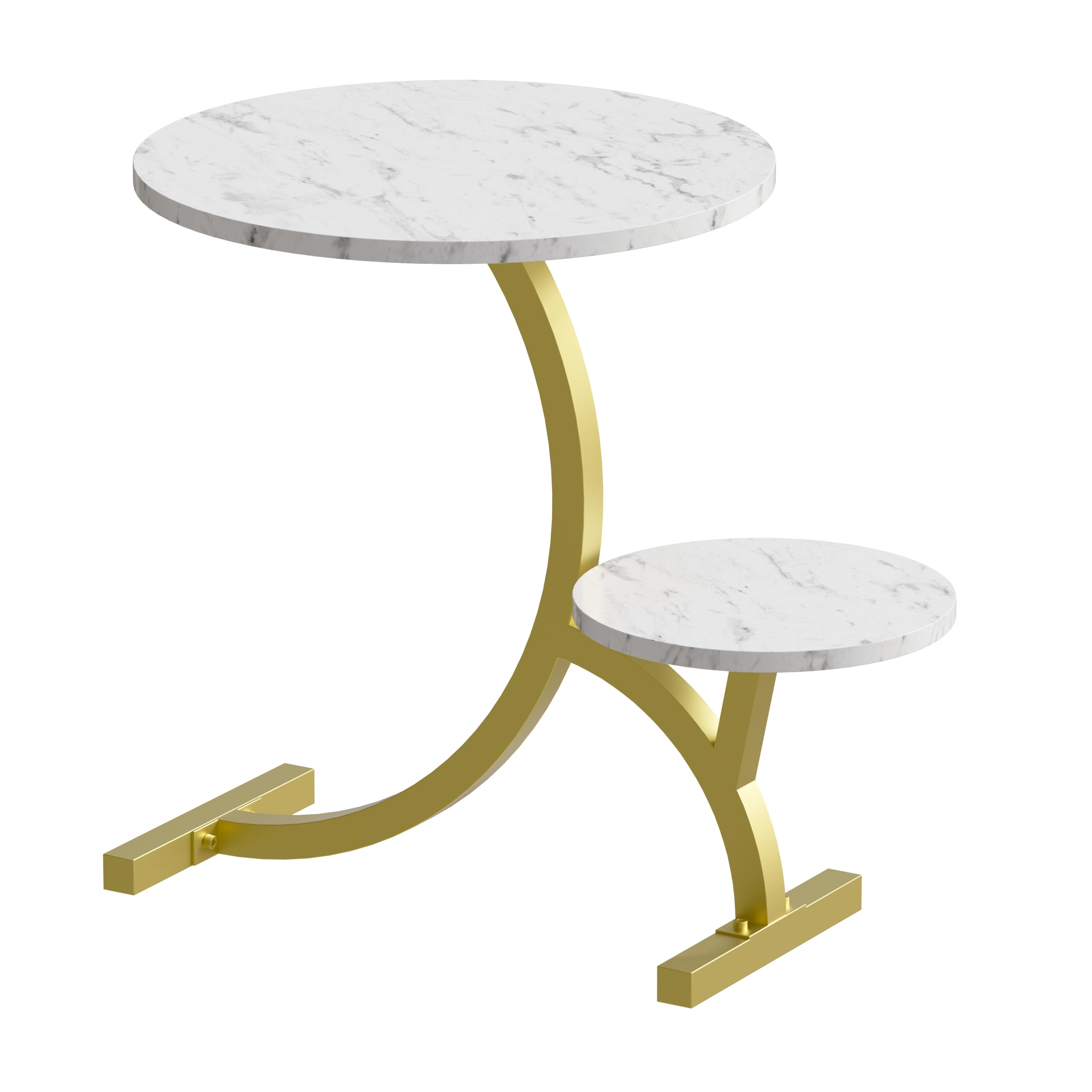 Tavolino Da Caffè Moderno Rotondo Ad Incastro - Struttura In Metallo Tavolo Grande 70 X 45 Cm Tavolo Piccolo 45 X 40 Cm Oro