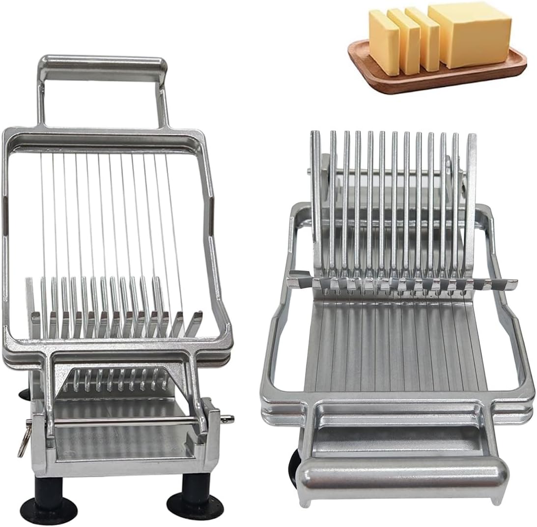 INTBUYING Commercial Cheese Slicer, Stainless Steel Wire Cheese Cutter, Butter Cutting Board Machine for Kitchen Cooking Baking-Wire 1 cm & 2 cm