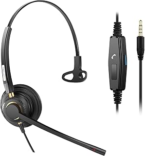Arama Mobile Phone Headset with Microphone, Noise Cancelling Mic & Call Controls, PC Headphone for Skype Teams Headset Office Business and Cell Phone with 3.5mm Jack Lightweight & Comfortable(800MP)