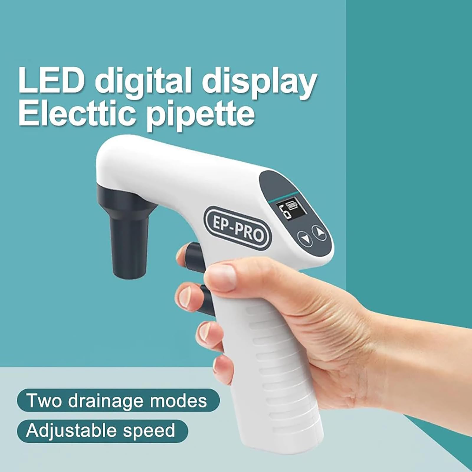 Pipeta Eléctrica De Laboratorio, Micropipeta De Alta Precisión De 0,1-100 Ml, Controlador De Pipeta Portátil Con Pantalla LCD, 2 Modos De Drenaje Y Ajuste De 6 Velocidades, Drenaje/succión Para Bioquí